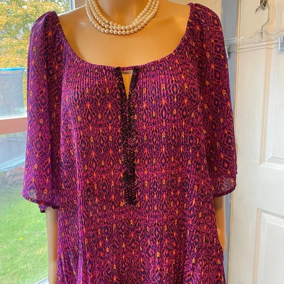 Catherines Sexy Boho Art to wear Beach Summer Top Blouse Women Plus 4X 30/32W - Picture 5 of 7